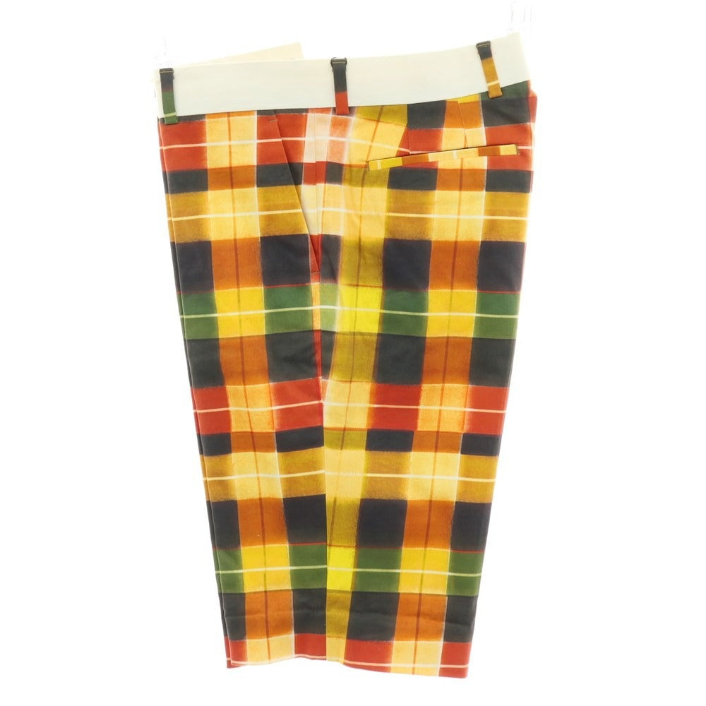 【中古】ポールスミス Paul Smith ストレッチ コットン チェック プリント ショートパンツ オレンジ【サイズL】【 状態ランクA 】【 メンズ 】