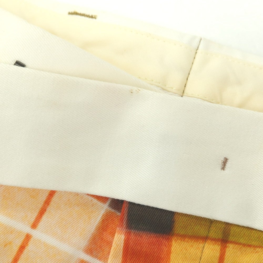 【中古】ポールスミス Paul Smith ストレッチ コットン チェック プリント ショートパンツ オレンジ【サイズL】【 状態ランクA 】【 メンズ 】