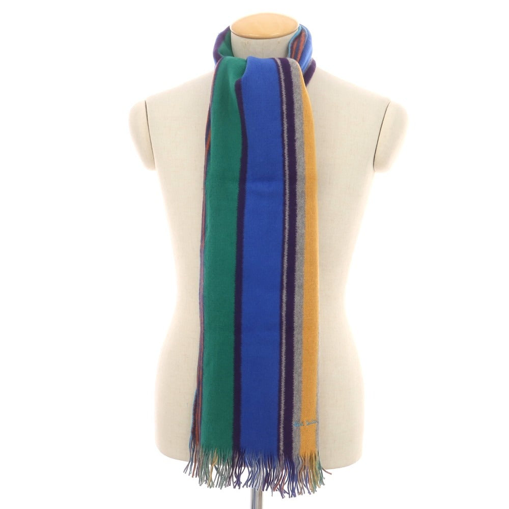【中古】ポールスミス Paul Smith コットン ニット ストライプ マフラー マルチカラー【 - 】【 状態ランクB 】【 メンズ 】