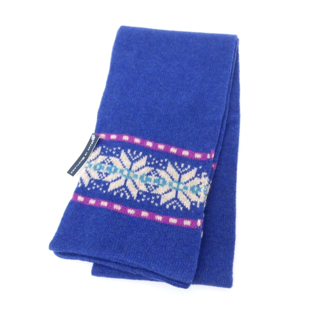 【中古】ロバート マッキー ROBERT MACKIE ウール ニット ノルディック柄 マフラー ブルー【 - 】【 状態ランクA 】【 メンズ 】