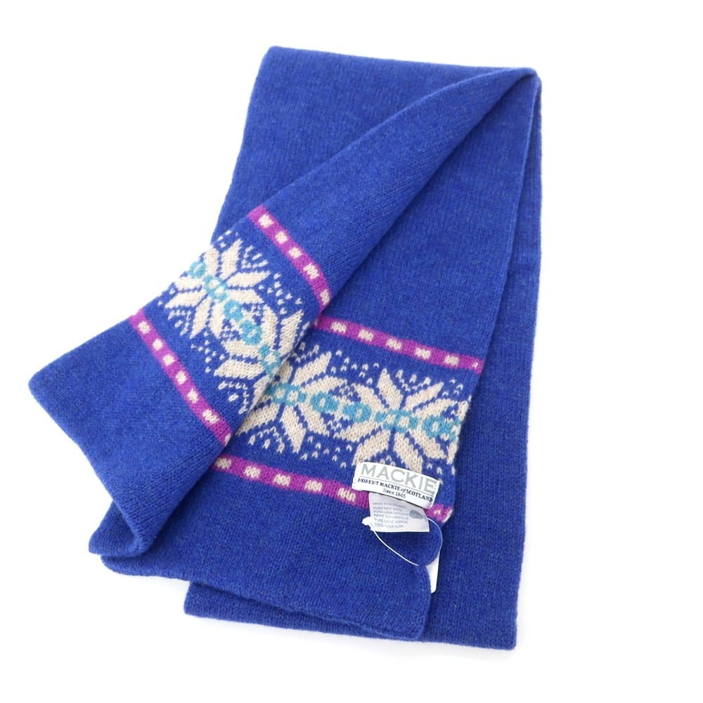 【中古】ロバート マッキー ROBERT MACKIE ウール ニット ノルディック柄 マフラー ブルー【 - 】【 状態ランクA 】【 メンズ 】