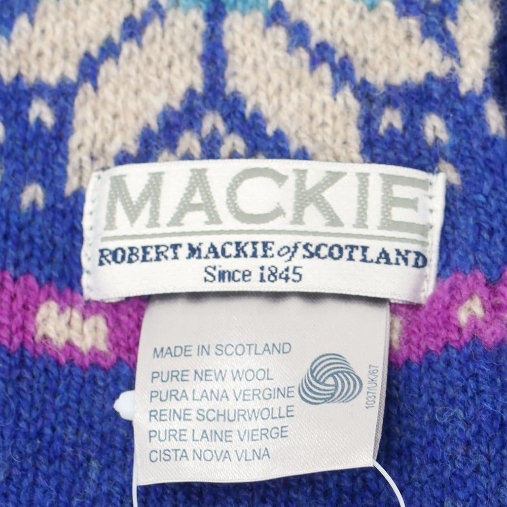【中古】ロバート マッキー ROBERT MACKIE ウール ニット ノルディック柄 マフラー ブルー【 - 】【 状態ランクA 】【 メンズ 】