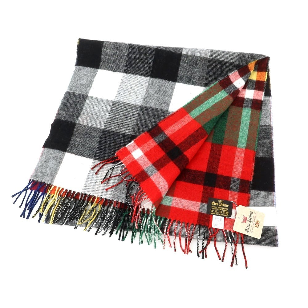 【中古】グレンプリンス Glen Prince ウール チェック柄 ストール マルチカラーxブラック【 - 】【 状態ランクB 】【 ユニセックス 】