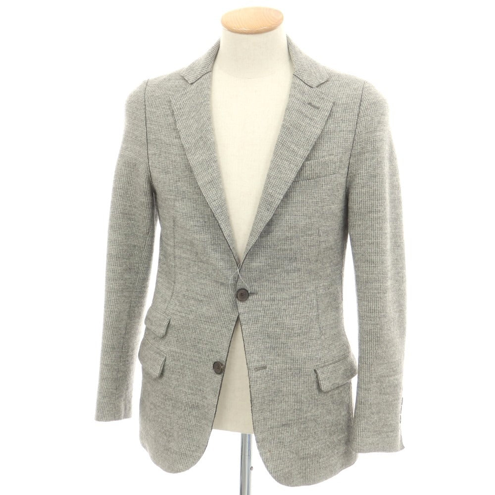 【中古】イレブンティ eleventy ウールコットン ジャージー ハウンドトゥース 2B カジュアルジャケット グレー【 44 】【 状態ランクC 】【 メンズ 】