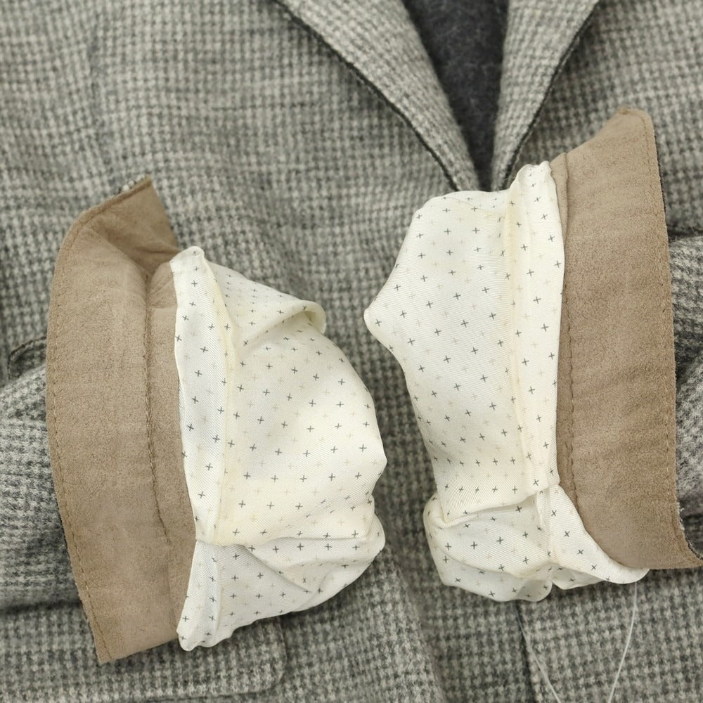 【中古】イレブンティ eleventy ウールコットン ジャージー ハウンドトゥース 2B カジュアルジャケット グレー【 44 】【 状態ランクC 】【 メンズ 】