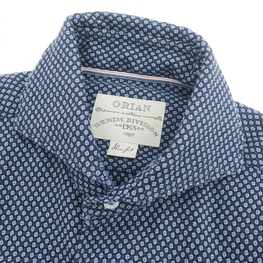 【中古】オリアン ORIAN コットン ホリゾンタルカラー カジュアルシャツ ネイビー【サイズ37】【 状態ランクB 】【 メンズ 】