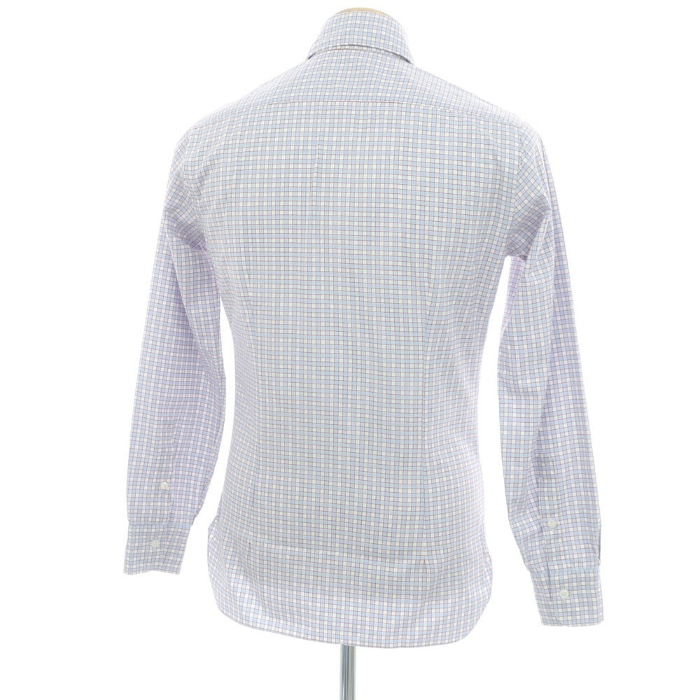 【中古】バルバ ダンディライフ BARBA DANDY LIFE コットン チェック ホリゾンタルカラー カジュアルシャツ ブルー【サイズ36】【 状態ランクB 】【 メンズ 】