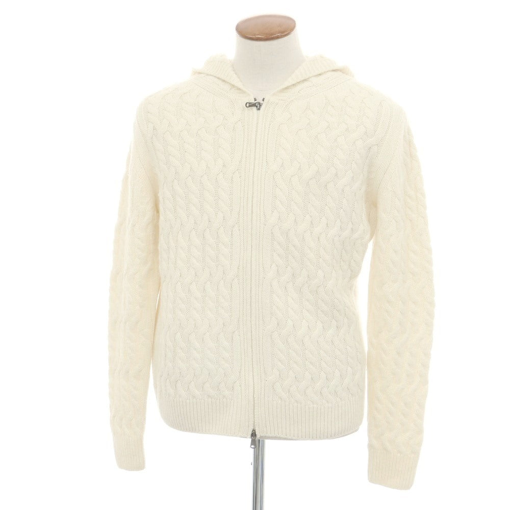【中古】ランベルトロザーニ LAMBERTO LOSANI ウールシルクカシミヤ ダブルジップ ニットパーカー ホワイト【 48 】【 状態ランクC 】【 メンズ 】