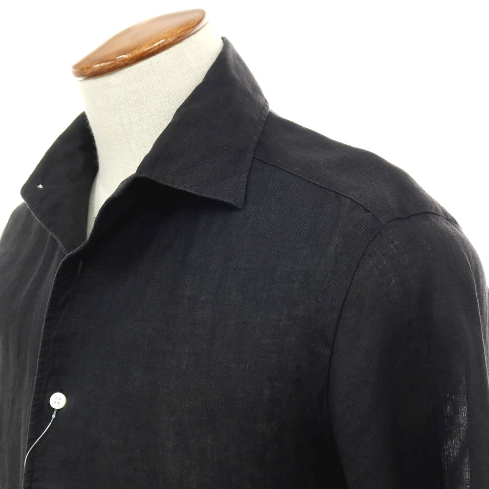 【中古】アルコディオ ARCODIO リネン ワンピースカラー カジュアルシャツ ブラック【サイズ39】【 状態ランクC 】【 メンズ 】