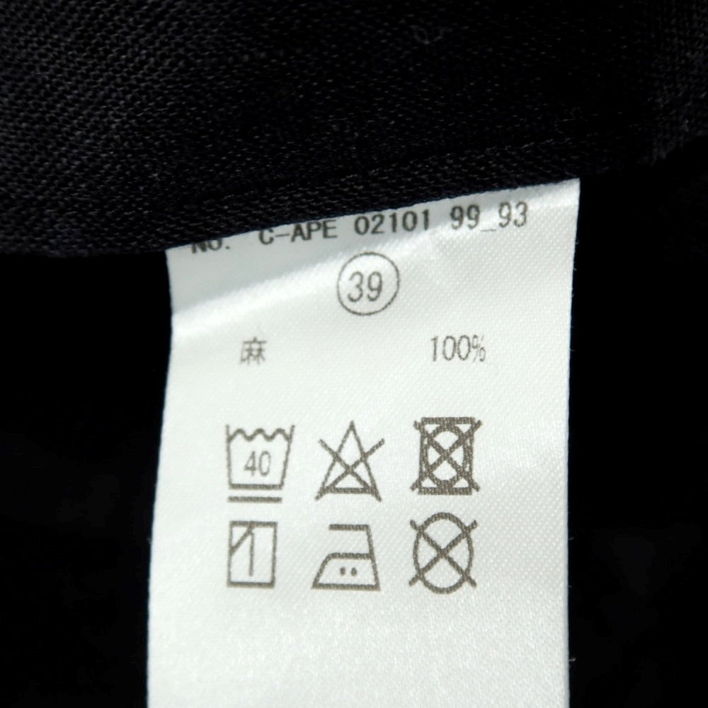 【中古】アルコディオ ARCODIO リネン ワンピースカラー カジュアルシャツ ブラック【サイズ39】【 状態ランクC 】【 メンズ 】