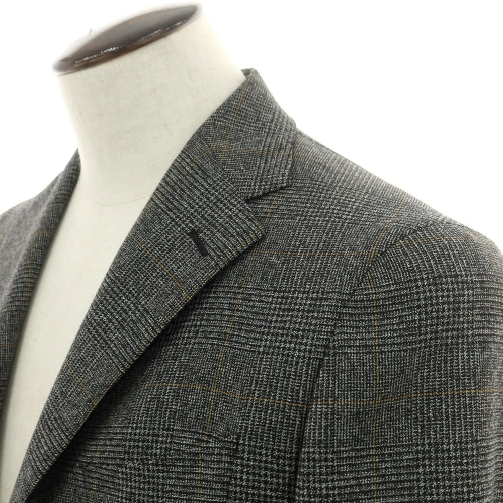 【中古】タリアトーレ TAGLIATORE ウール チェック 2つボタンスーツ ダークグレーxイエロー【 50 】【 状態ランクA 】【 メンズ 】