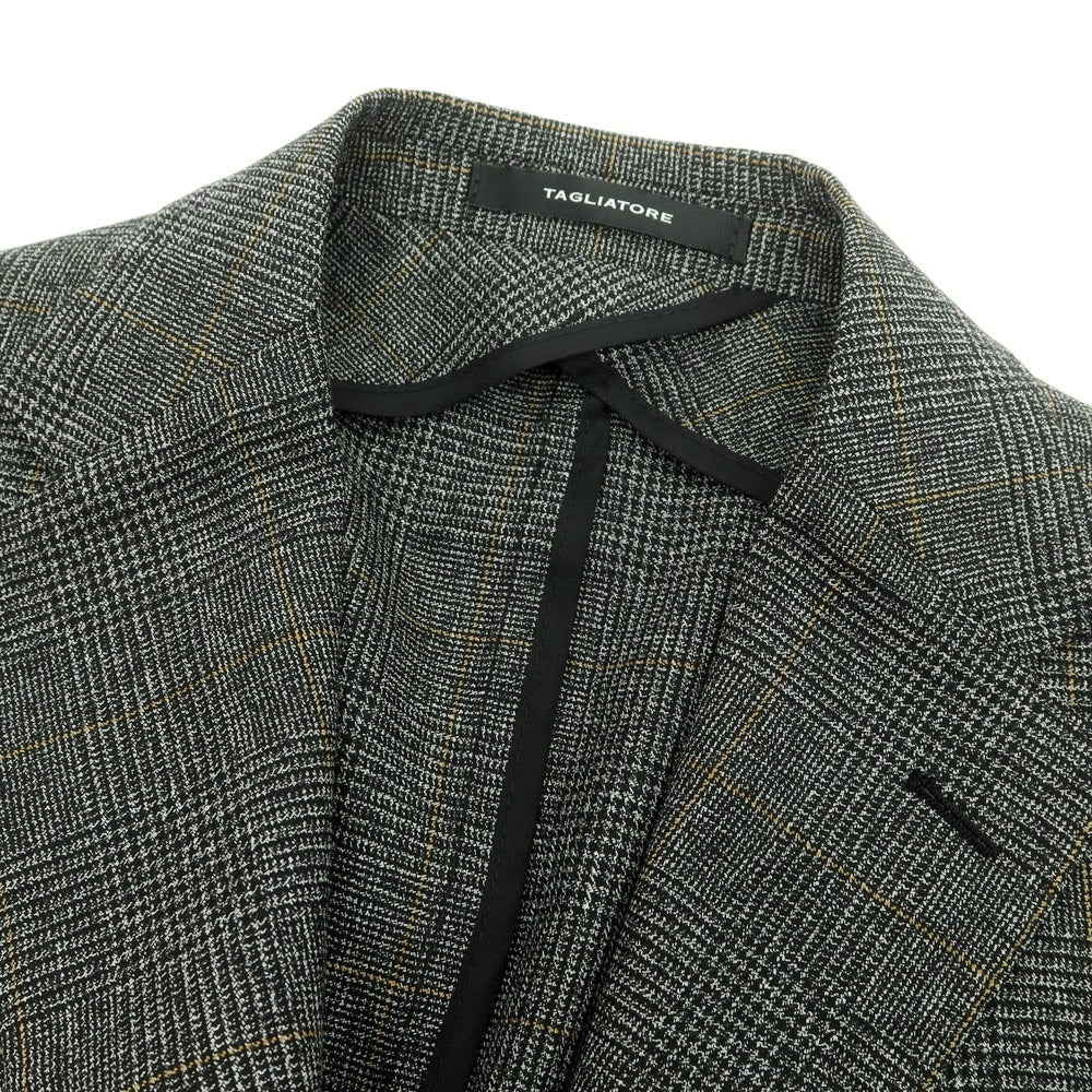 【中古】タリアトーレ TAGLIATORE ウール チェック 2つボタンスーツ ダークグレーxイエロー【 50 】【 状態ランクA 】【 メンズ 】