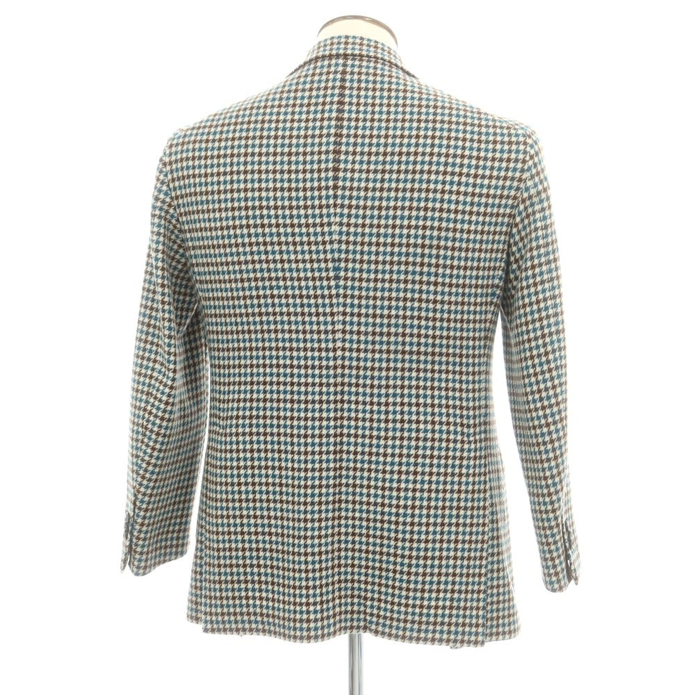 【中古】タリアトーレ TAGLIATORE ウールナイロン ガンクラブチェック 2B テーラードジャケット ブルーxホワイト【 50 】【 状態ランクB 】【 メンズ 】