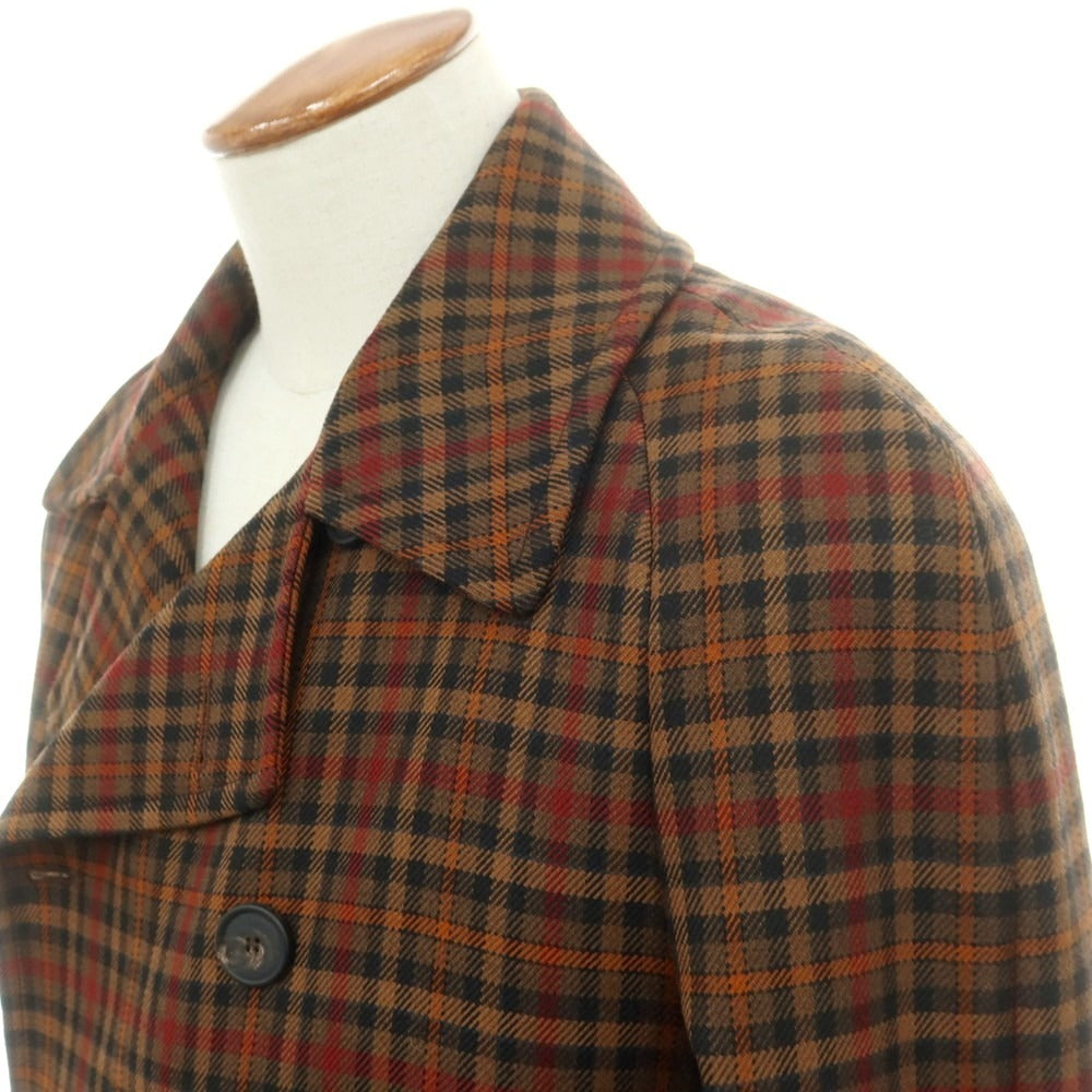 【中古】タリアトーレ TAGLIATORE ウール チェック ダブルブレストコート ブラウンxレッド【 46 】【 状態ランクC 】【 メンズ 】
