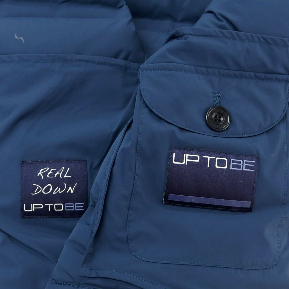 【中古】アップトゥービー UP TO BE ナイロンポリウレタン フーデッド ダウンジャケット ブルー【 54 】【 状態ランクC 】【 メンズ 】