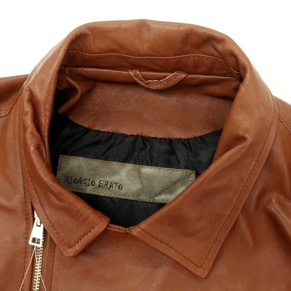 【中古】ジョルジオブラット GIORGIO BRATO レザー ライダースジャケット ライトブラウン【 54 】【 状態ランクB 】【 メンズ 】