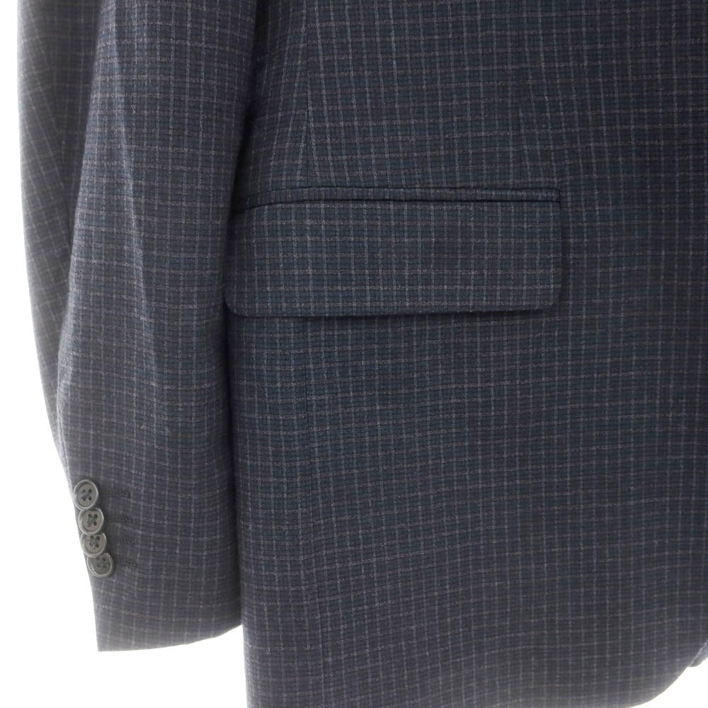【中古】トンボリーニ TOMBOLINI ウールポリエステル チェック 2B テーラードジャケット ネイビーxグレー【 54 】【 状態ランクC 】【 メンズ 】