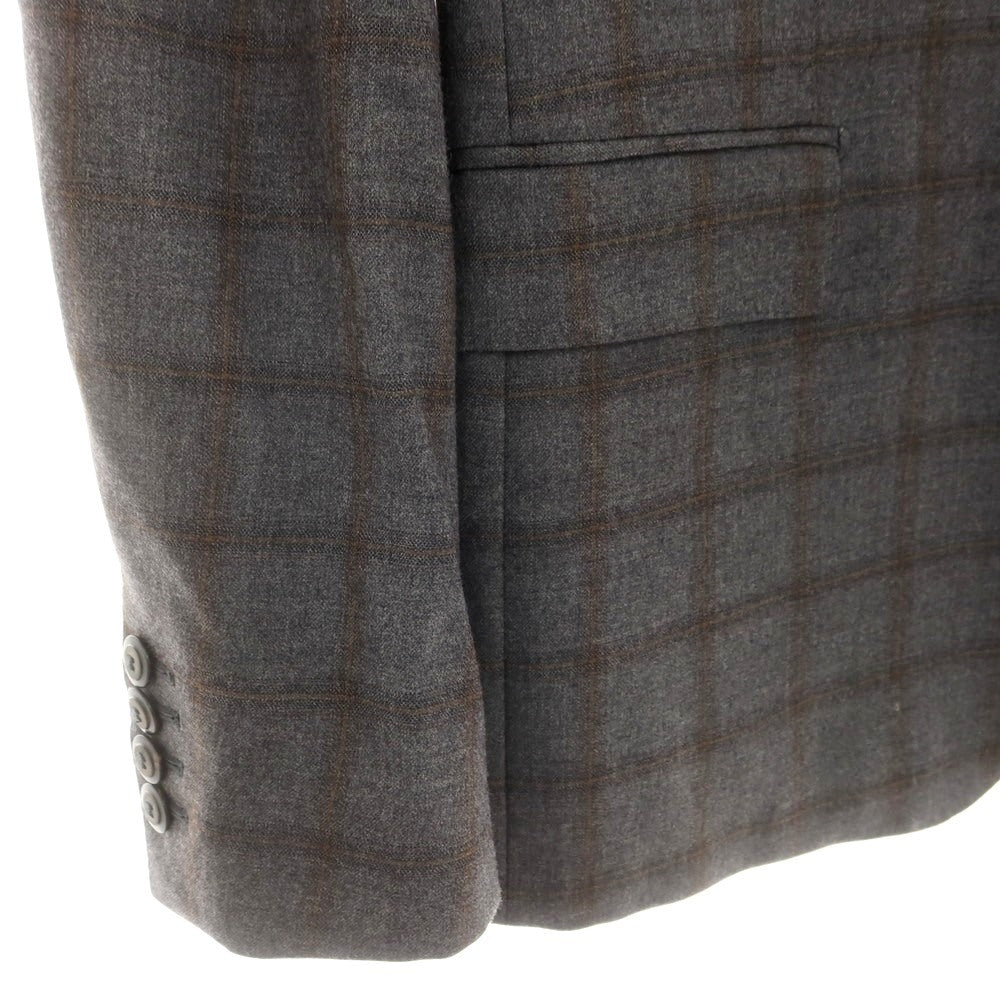 【中古】トネッロ TONELLO ウールポリエステル チェック 2B テーラードジャケット グレーxブラウン【 54 】【 状態ランクB 】【 メンズ 】