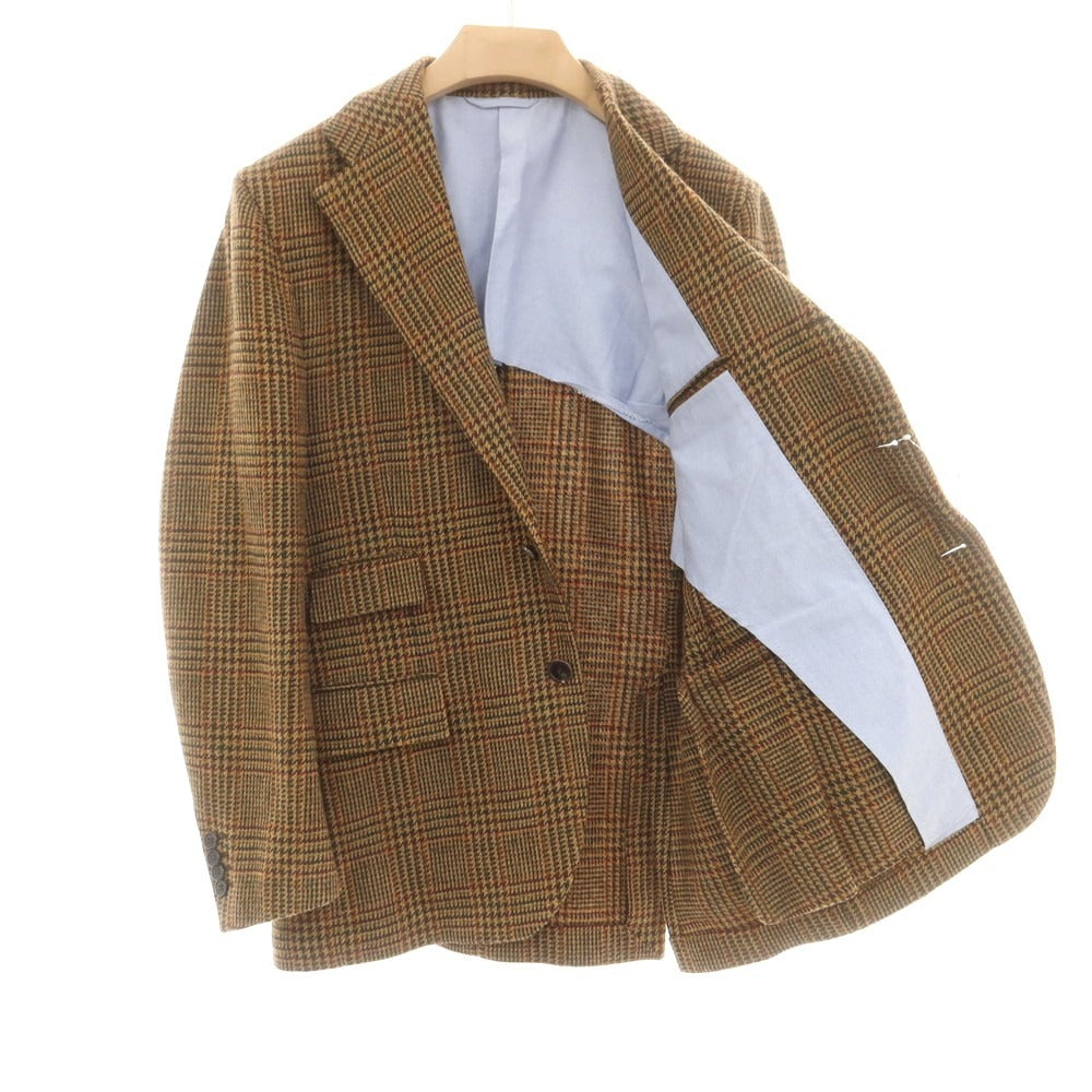 【中古】アラン ALAIN ウール チェック テーラードジャケット ベージュxブラウン【 54 】【 状態ランクC 】【 メンズ 】