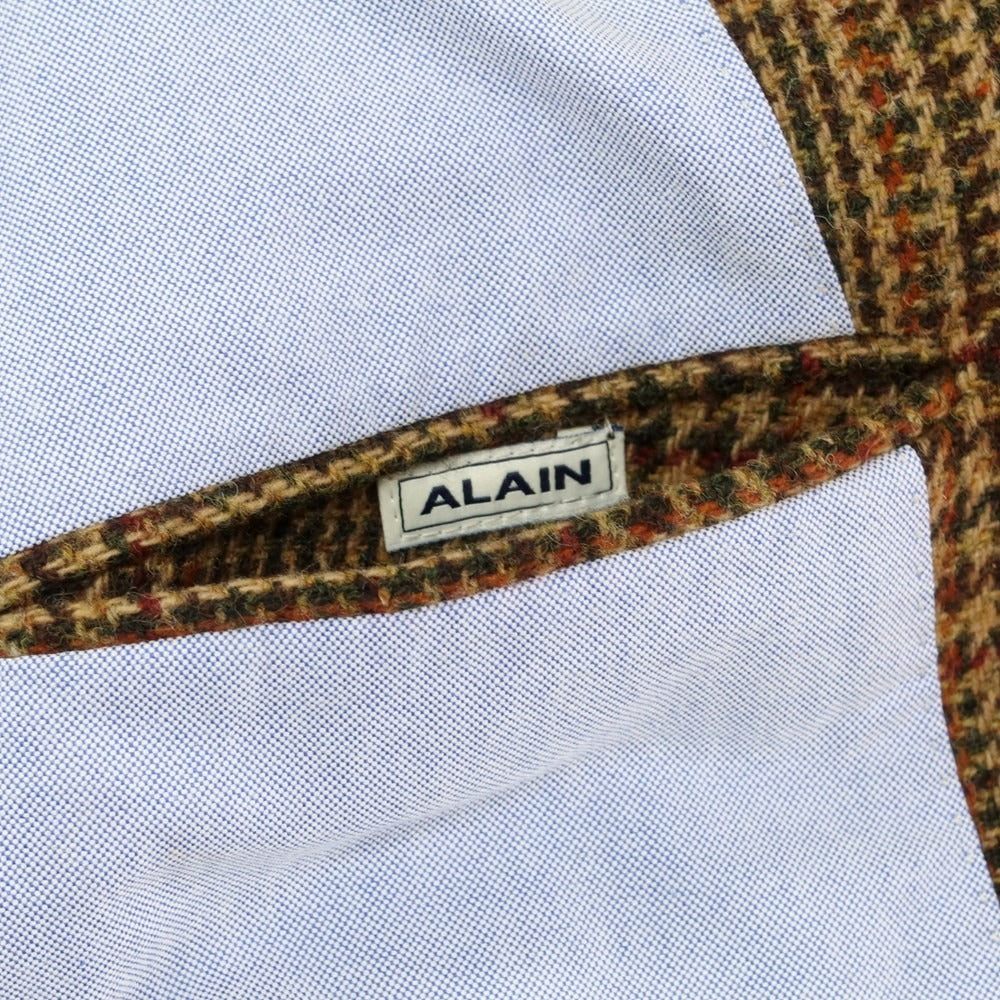 【中古】アラン ALAIN ウール チェック テーラードジャケット ベージュxブラウン【 54 】【 状態ランクC 】【 メンズ 】