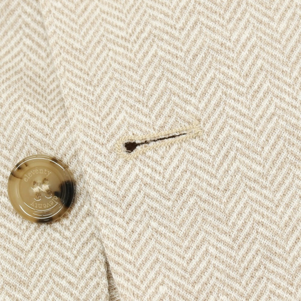 【中古】イレブンティ eleventy リネンコットン ジャージー ヘリンボーン 2B テーラードジャケット ベージュxホワイト【サイズ54】【 状態ランクC 】【 メンズ 】