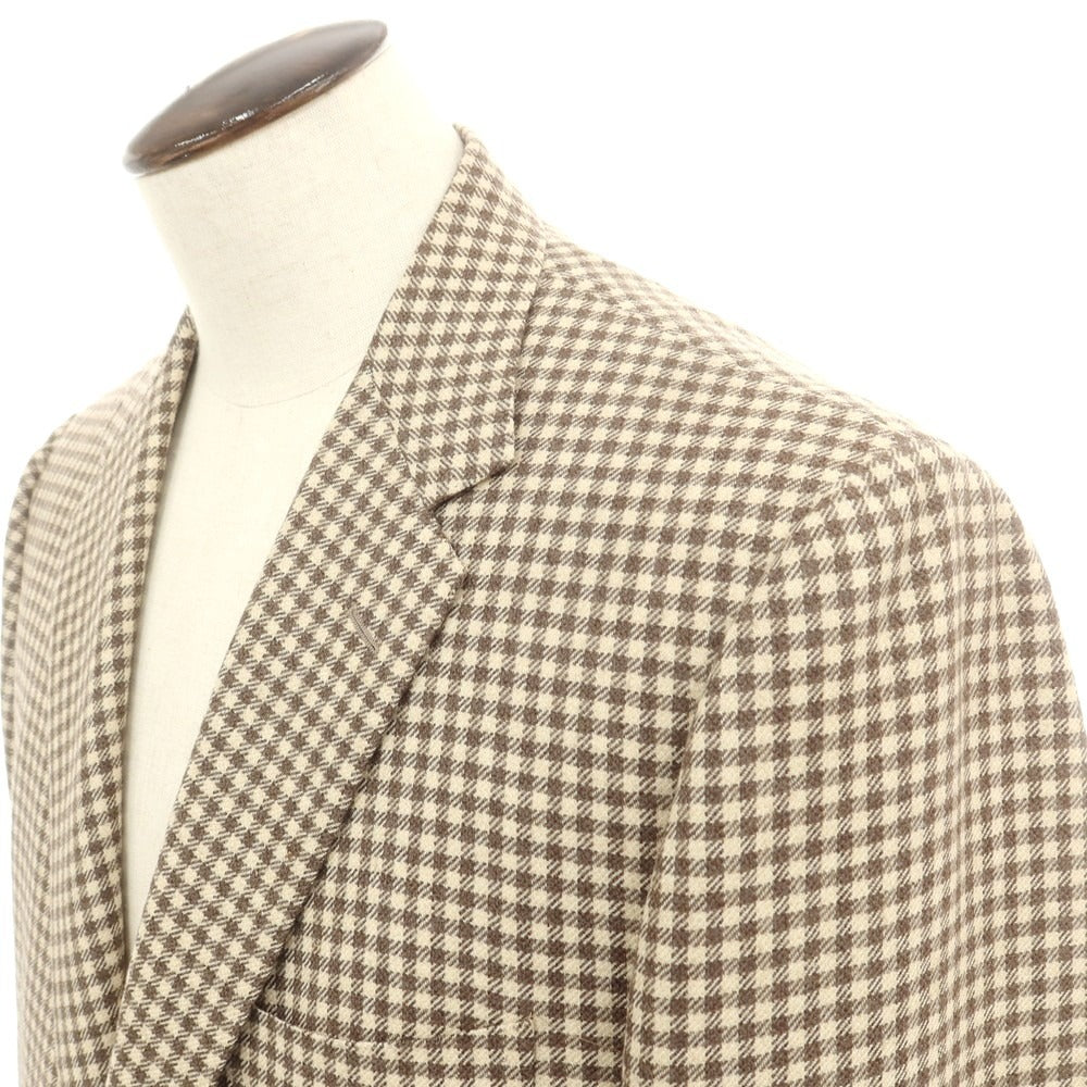 【中古】サルトリオ Sartorio ウール チェック テーラードジャケット ベージュxブラウン【 54 】【 状態ランクB 】【 メンズ 】