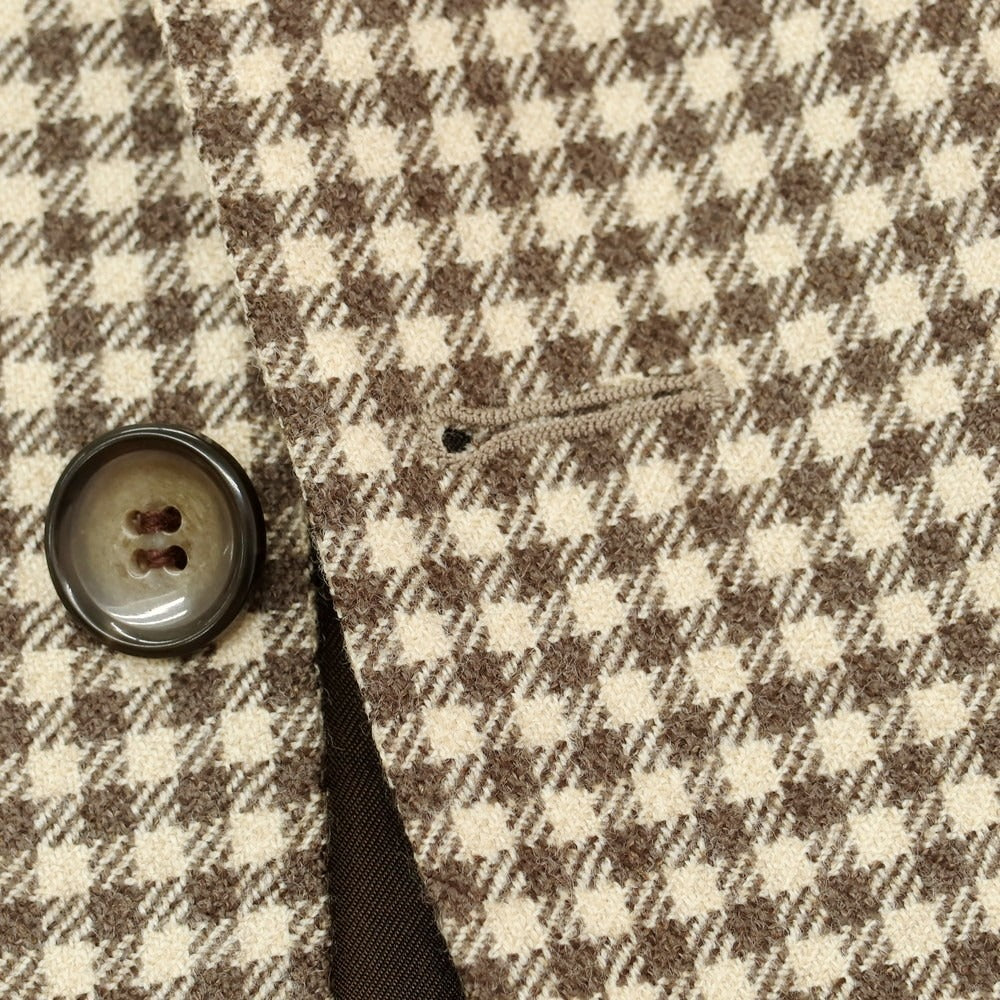 【中古】サルトリオ Sartorio ウール チェック テーラードジャケット ベージュxブラウン【 54 】【 状態ランクB 】【 メンズ 】