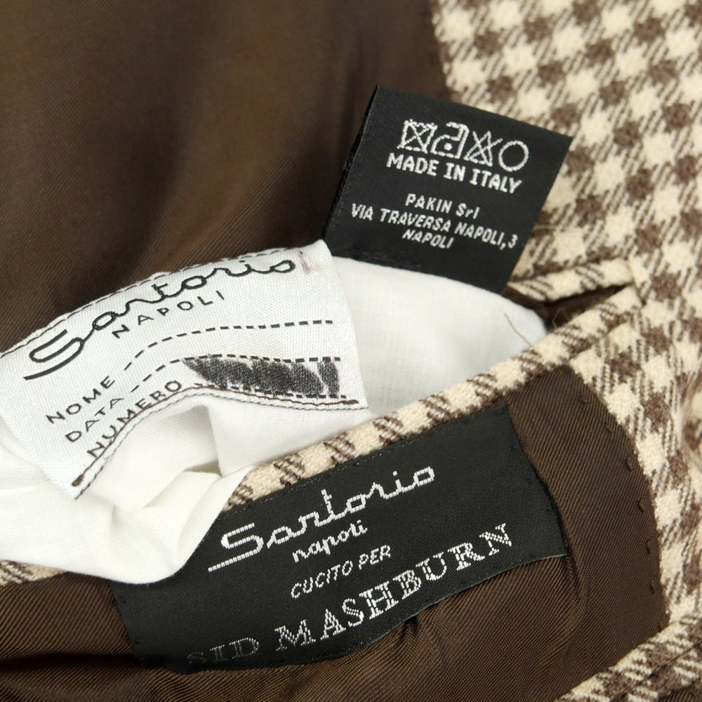 【中古】サルトリオ Sartorio ウール チェック テーラードジャケット ベージュxブラウン【 54 】【 状態ランクB 】【 メンズ 】