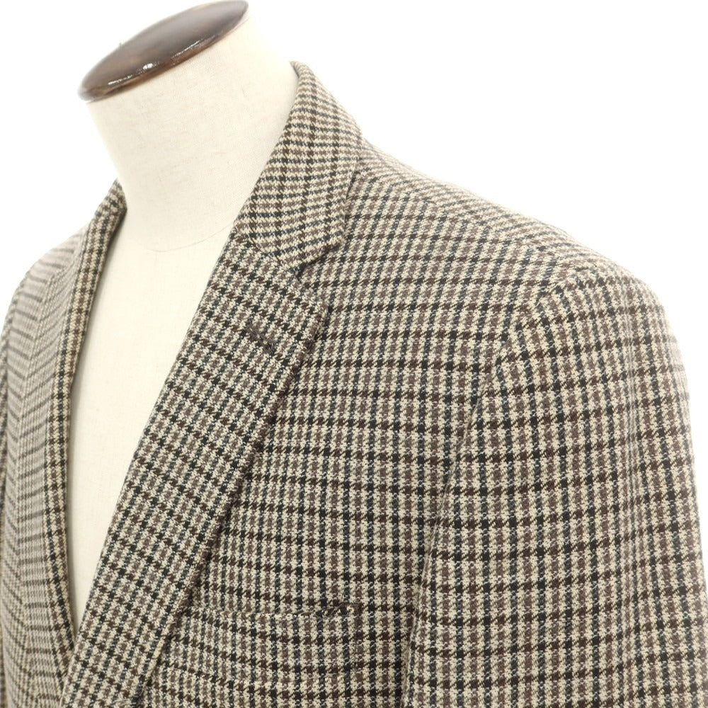 【中古】ダニエレアレッサンドリーニ DANIELE ALESSANDRINI コットンウール チェック カジュアルジャケット ベージュxブラック【 54 】【 状態ランクC 】【 メンズ 】