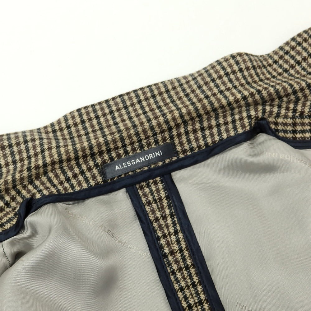 【中古】ダニエレアレッサンドリーニ DANIELE ALESSANDRINI コットンウール チェック カジュアルジャケット ベージュxブラック【 54 】【 状態ランクC 】【 メンズ 】