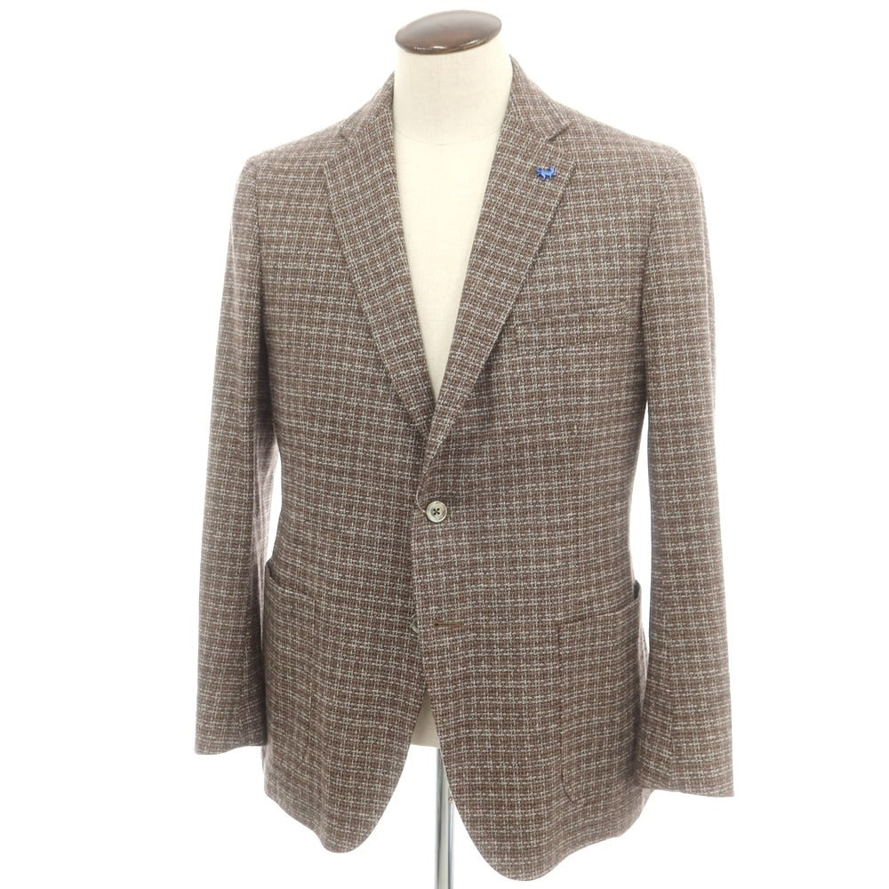 【中古】トンボリーニ TOMBOLINI ウールコットン テーラードジャケット ブラウンxグレー【 54 】【 状態ランクB 】【 メンズ 】