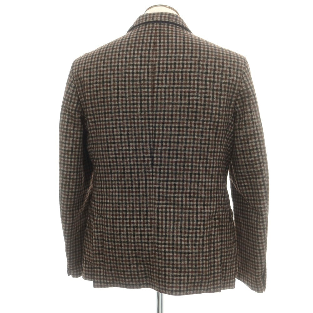 【中古】ジェイダブルタバッキ J.W.TABACCHI ウールポリエステルアクリル チェック 中綿入り 3B カジュアルジャケット グレーxブラウン【 54 】【 状態ランクB 】【 メンズ 】