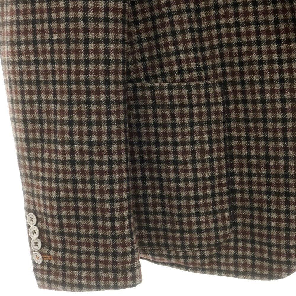 【中古】ジェイダブルタバッキ J.W.TABACCHI ウールポリエステルアクリル チェック 中綿入り 3B カジュアルジャケット グレーxブラウン【 54 】【 状態ランクB 】【 メンズ 】