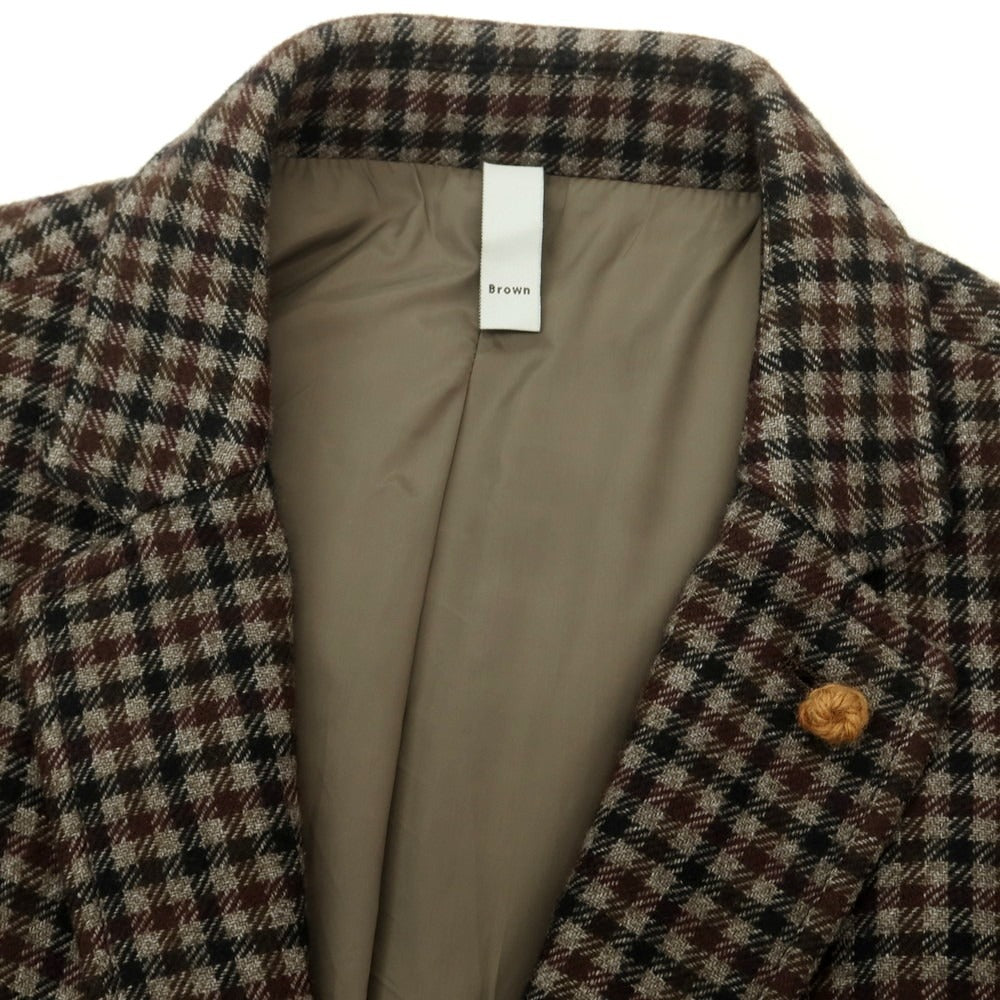 【中古】ジェイダブルタバッキ J.W.TABACCHI ウールポリエステルアクリル チェック 中綿入り 3B カジュアルジャケット グレーxブラウン【 54 】【 状態ランクB 】【 メンズ 】