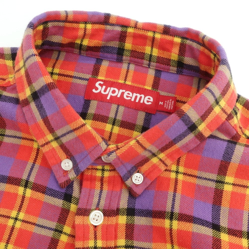 【中古】シュプリーム Supreme 2025年秋冬 Plaid Flannel Shirt チェック ボタンダウン カジュアルシャツ オレンジxパープル【 M 】【 状態ランクB 】【 メンズ 】