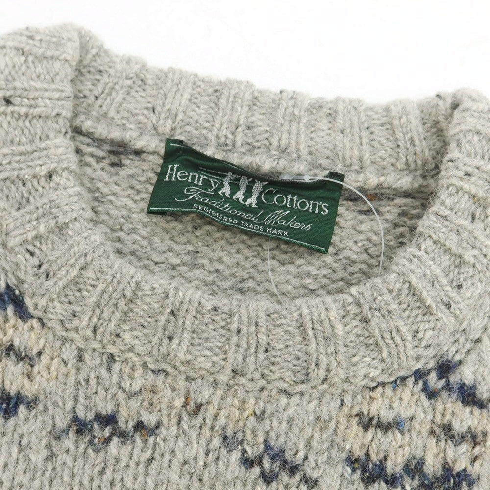 【中古】ヘンリーコットンズ Henry Cottons ウールシルク クルーネック プルオーバーニット ライトグレー【 表記なし(L位) 】【 状態ランクB 】【 メンズ 】