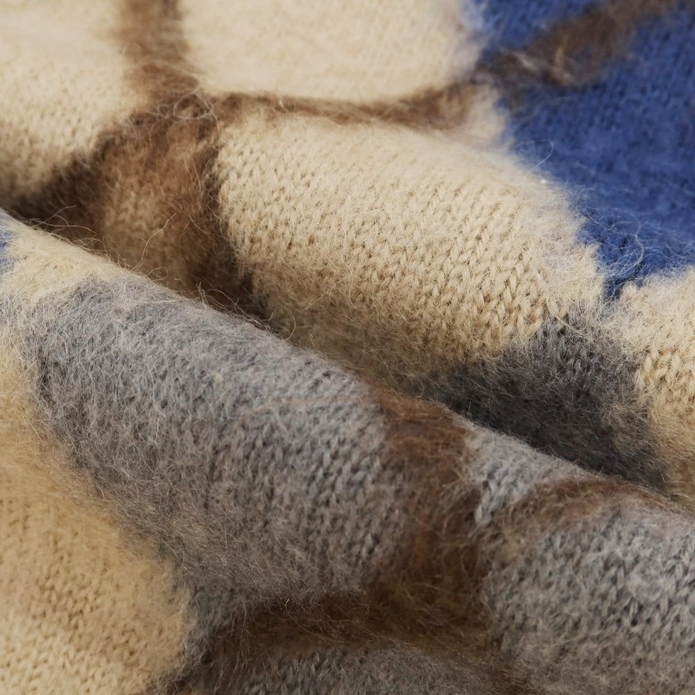 【中古】ヘンリーコットンズ Henry Cottons ウール アーガイル クルーネック プルオーバーニット ダークベージュ【 表記なし(XL位) 】【 状態ランクC 】【 メンズ 】