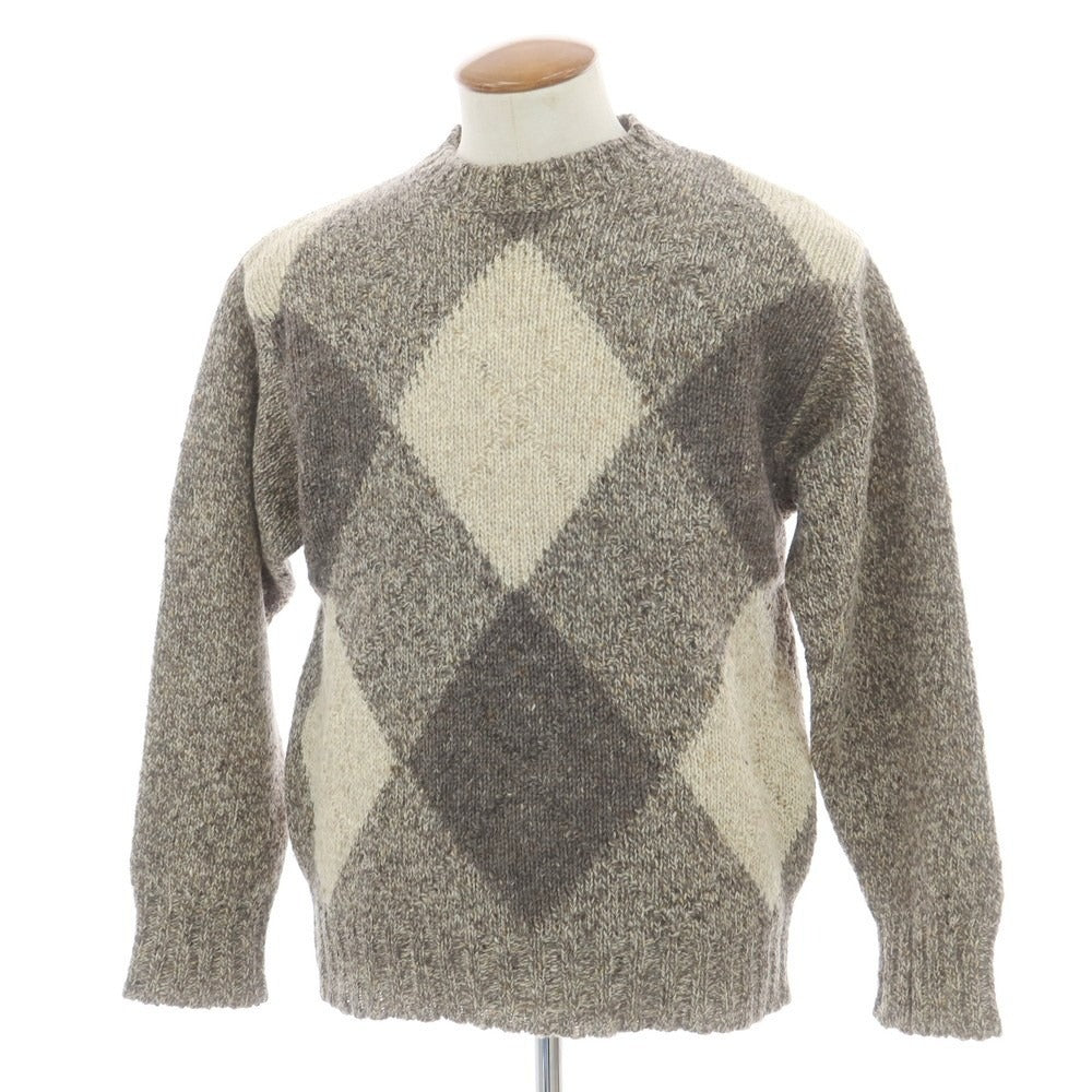 【中古】ヘンリーコットンズ Henry Cottons ウールアルパカ クルーネック プルオーバーニット グレーxライトベージュ【 表記なし(L位) 】【 状態ランクB 】【 メンズ 】