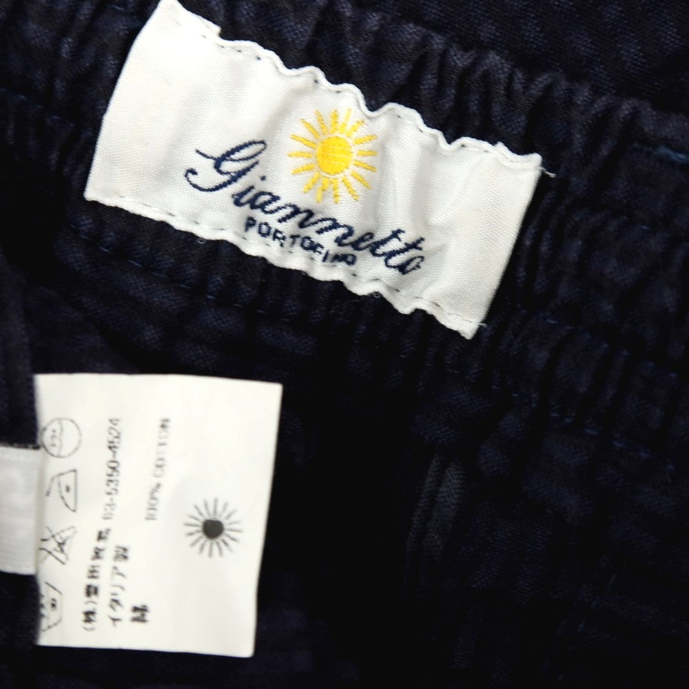 【中古】ジャンネット giannetto コットン サッカー ストライプ イージーパンツ ネイビー【サイズ46】【 状態ランクC 】【 メンズ 】