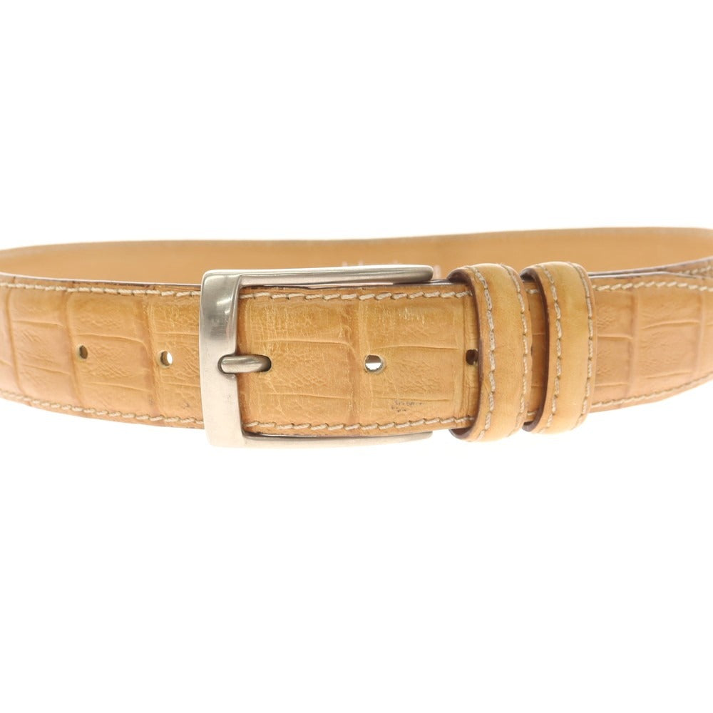 【中古】アンダーソンズ Andersons クロコダイル型押しレザー ベルト ベージュxシルバー【 80 】【 状態ランクC 】【 メンズ 】
