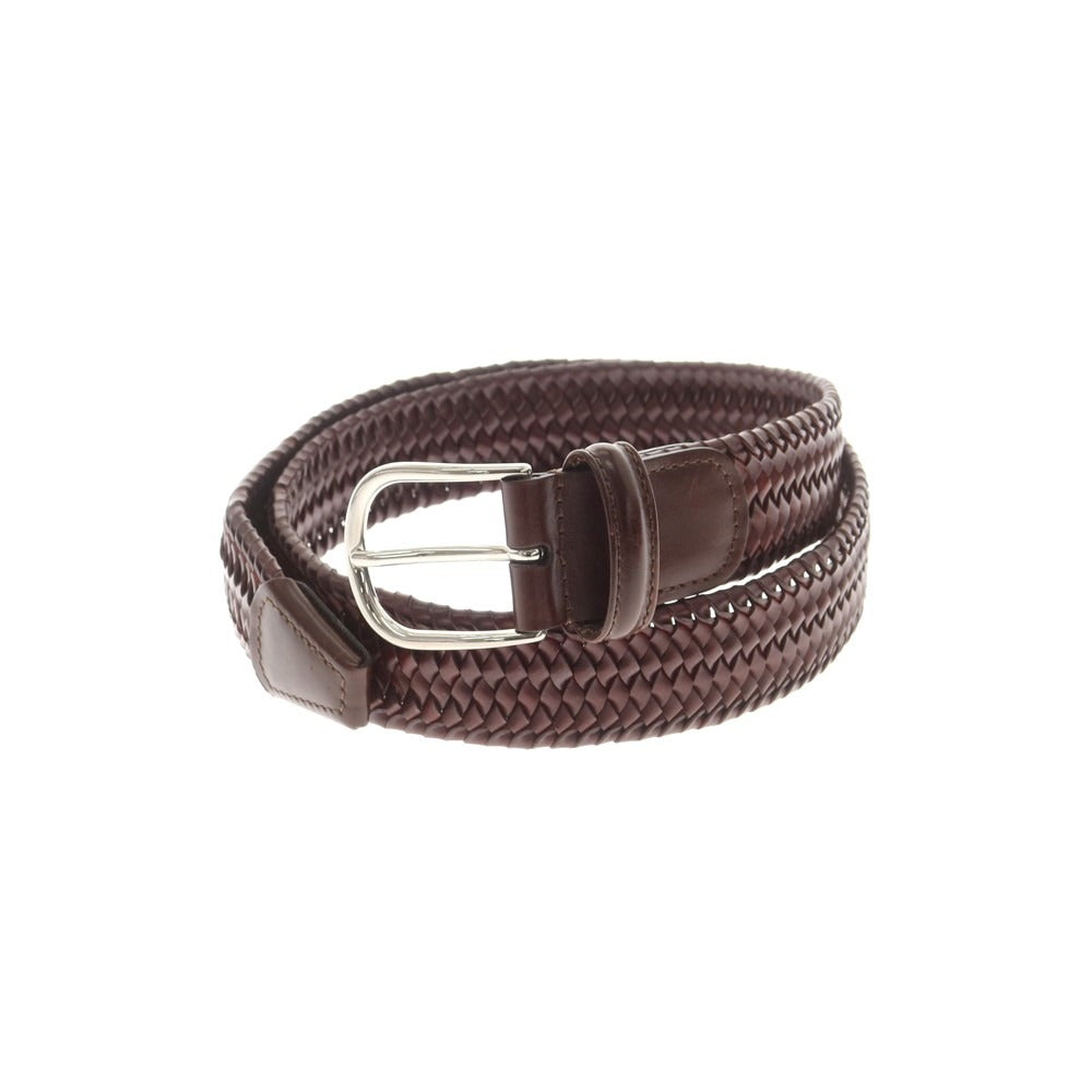 【中古】アンダーソンズ Andersons エラスティック レザー メッシュベルト ブラウンxシルバー【 85 】【 状態ランクB 】【 メンズ 】