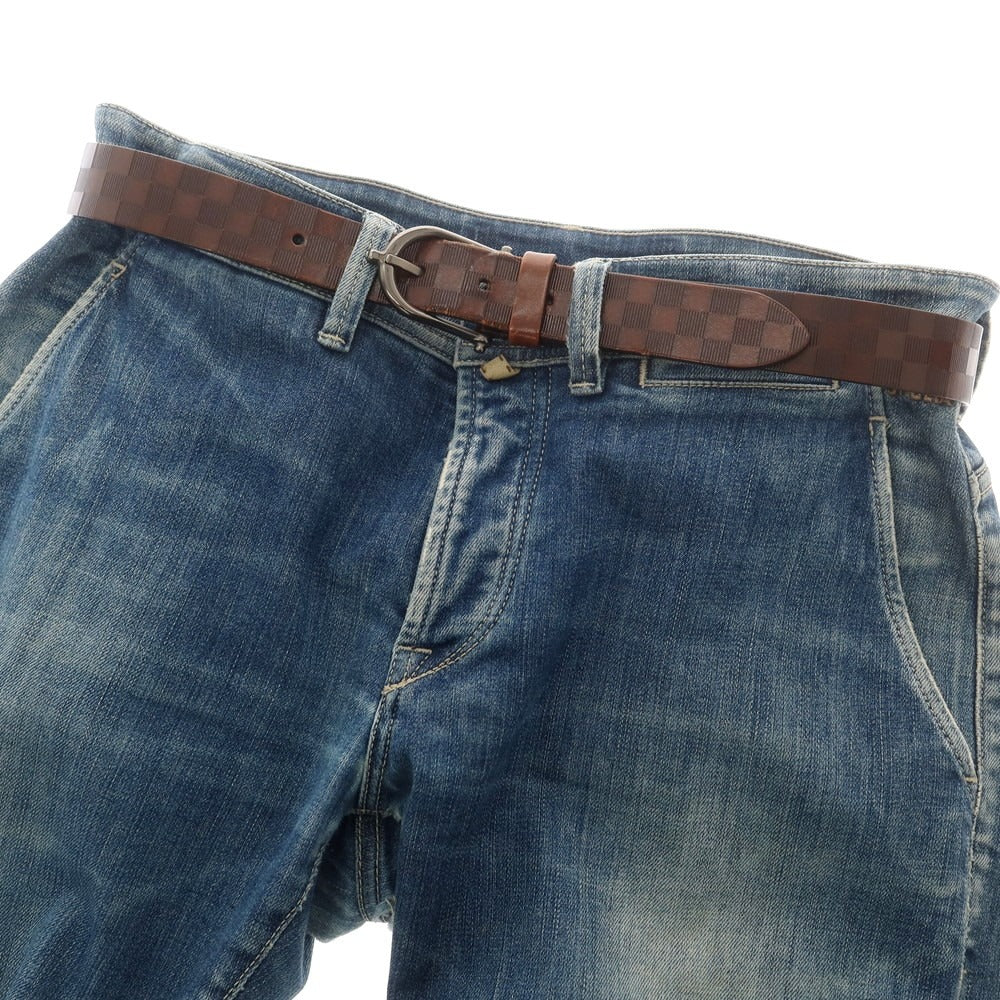 【中古】アンダーソンズ Andersons 型押しレザー ベルト ブラウン【 80 】【 状態ランクC 】【 メンズ 】