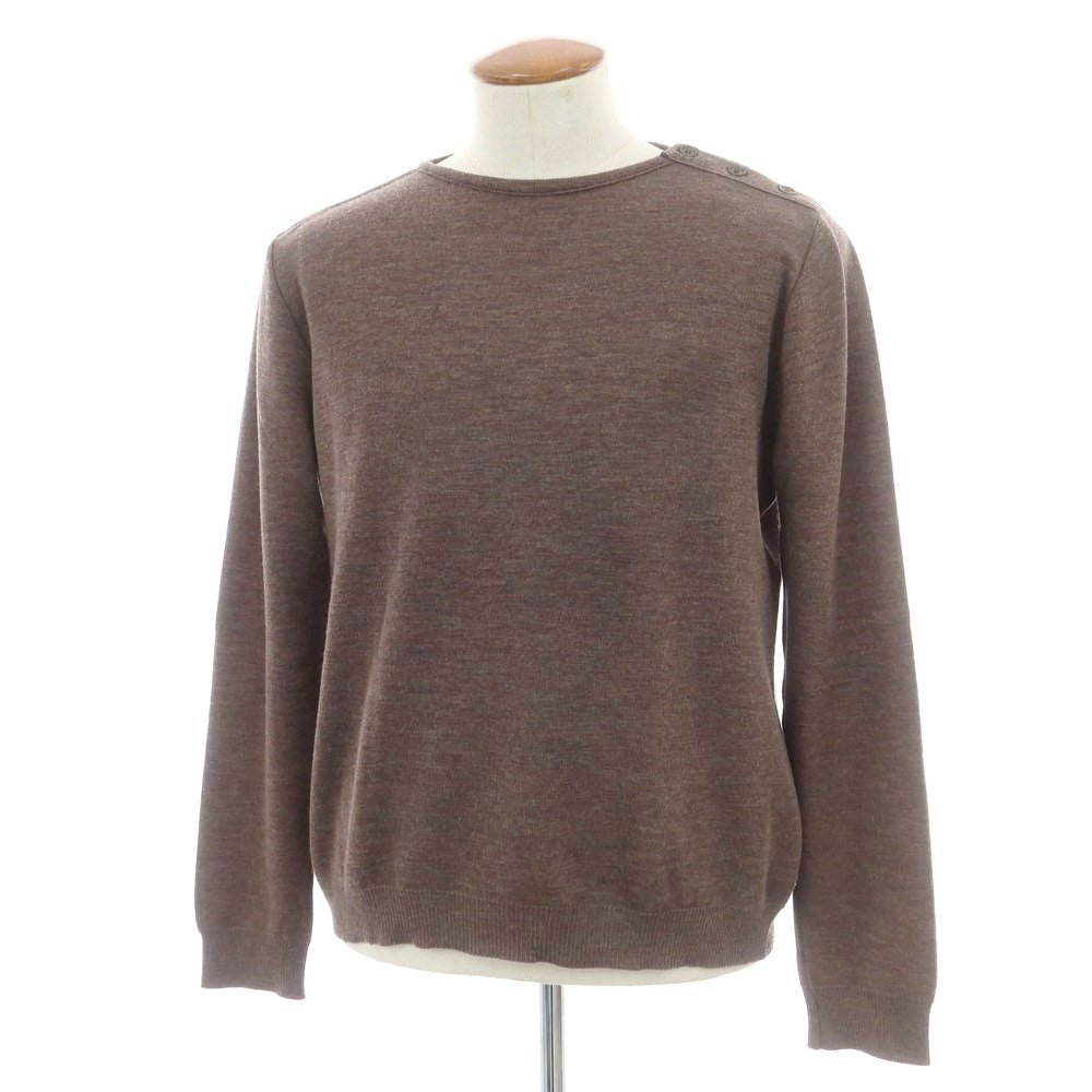 【中古】ルトロワ Letroyes ハイゲージ ウール ボートネック プルオーバーニット アッシュブラウン【 L 】【 状態ランクC 】【 メンズ 】