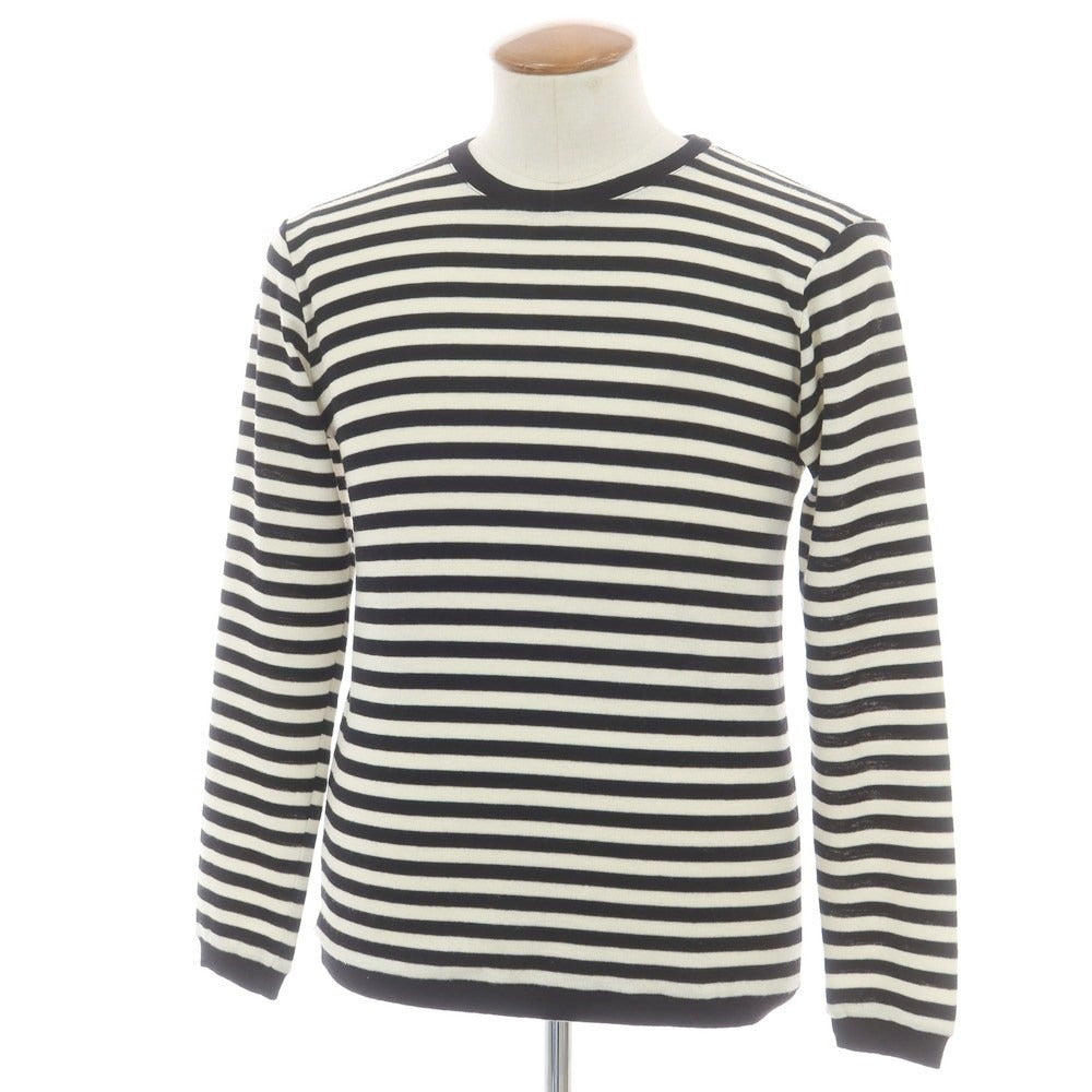 【中古】ルトロワ Letroyes ハイゲージ ウール ボーダー クルーネック プルオーバーニット ブラックxホワイト【 4 】【 状態ランクB 】【 メンズ 】