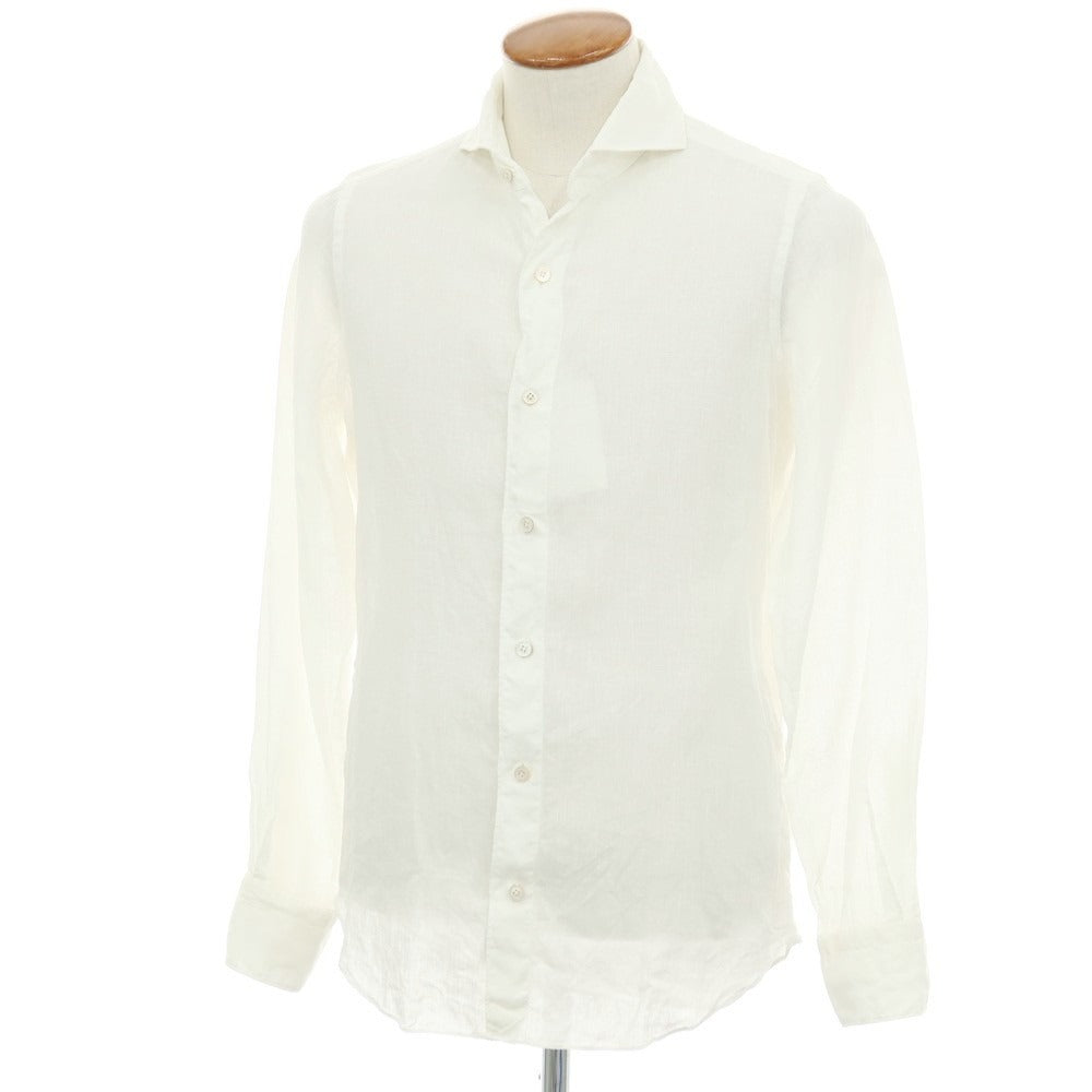 【中古】フィナモレ Finamore リネン ホリゾンタルカラー カジュアルシャツ ホワイト【サイズ39】【 状態ランクC 】【 メンズ 】