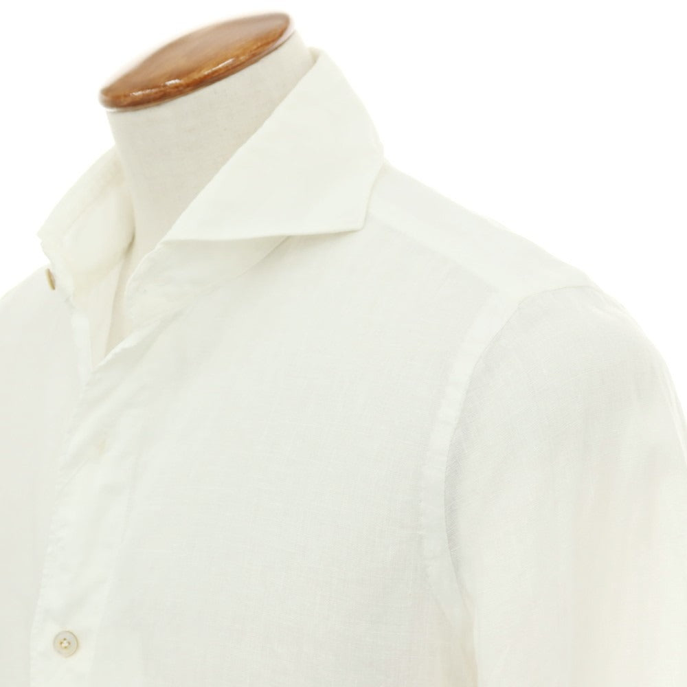 【中古】フィナモレ Finamore リネン ホリゾンタルカラー カジュアルシャツ ホワイト【サイズ39】【 状態ランクC 】【 メンズ 】