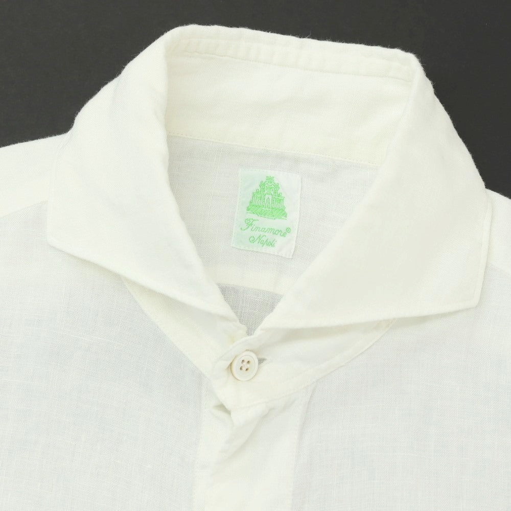 【中古】フィナモレ Finamore リネン ホリゾンタルカラー カジュアルシャツ ホワイト【サイズ39】【 状態ランクC 】【 メンズ 】