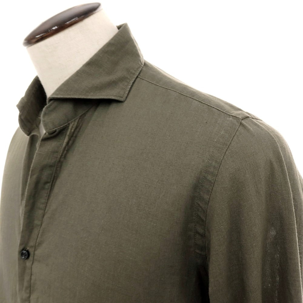 【中古】オリアン ORIAN リネンコットン カプリシャツ グレイッシュオリーブカーキ【サイズL】【 状態ランクC 】【 メンズ 】