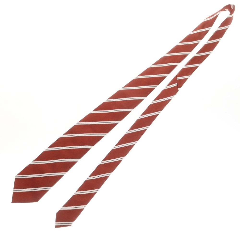 【中古】ステファノ ビジ stefano bigi TOMORROWLAND別注 シルク ストライプ柄ネクタイ レッドブラウンxホワイト【 状態ランクB 】【 メンズ 】