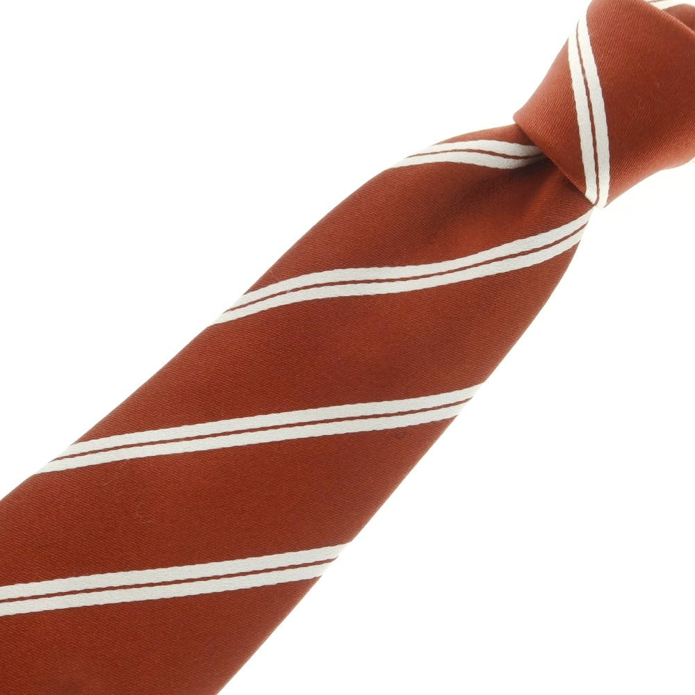 【中古】ステファノ ビジ stefano bigi TOMORROWLAND別注 シルク ストライプ柄ネクタイ レッドブラウンxホワイト【 状態ランクB 】【 メンズ 】